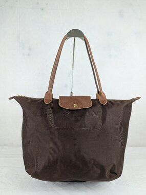 Longchamp Le Pliage Foldable Nylon Leather Tote Bag Brown Made in China
